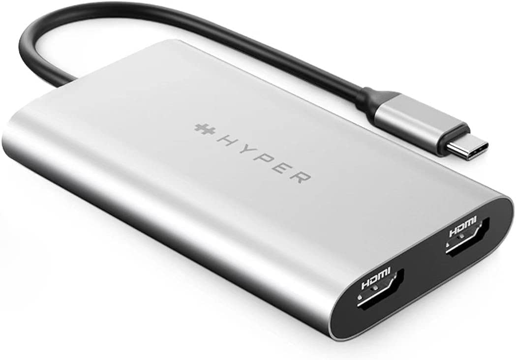 HyperDrive 4K Dual HDMI Adapter for M1 MacBook, 3in1 USB C Hub: HDMI 4K 60Hz, HDMI 4K 30Hz, USB-C PD 100W for MacBook Pro/Air(M1 & Intel-Powered), Windows PC, Chromebook