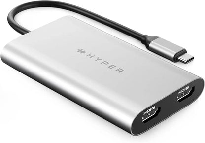 HyperDrive 4K Dual HDMI Adapter for M1 MacBook, 3in1 USB C Hub: HDMI 4K 60Hz, HDMI 4K 30Hz, USB-C PD 100W for MacBook Pro/Air(M1 & Intel-Powered), Windows PC, Chromebook