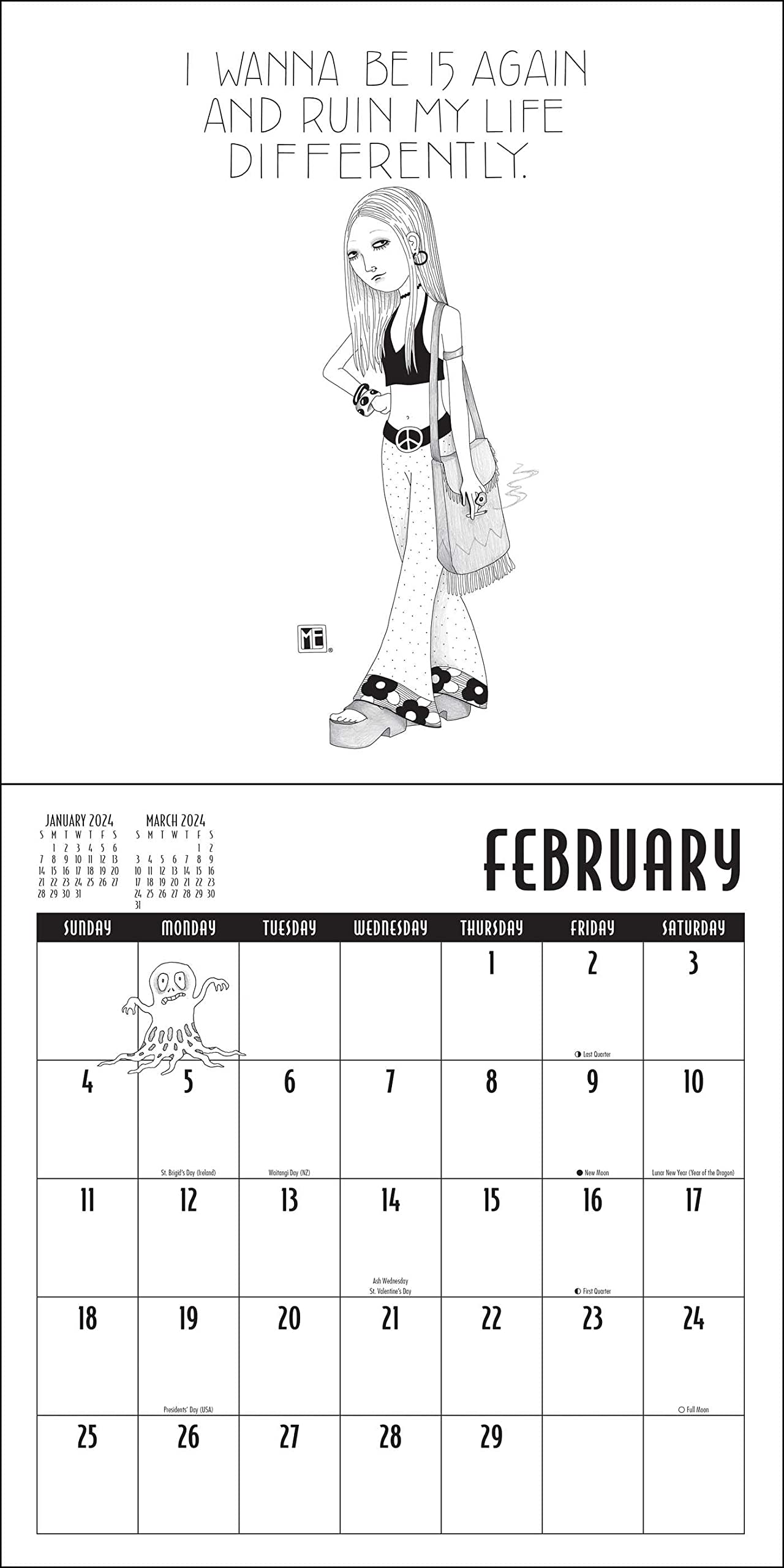 Mary EngelDark 2024 Wall Calendar