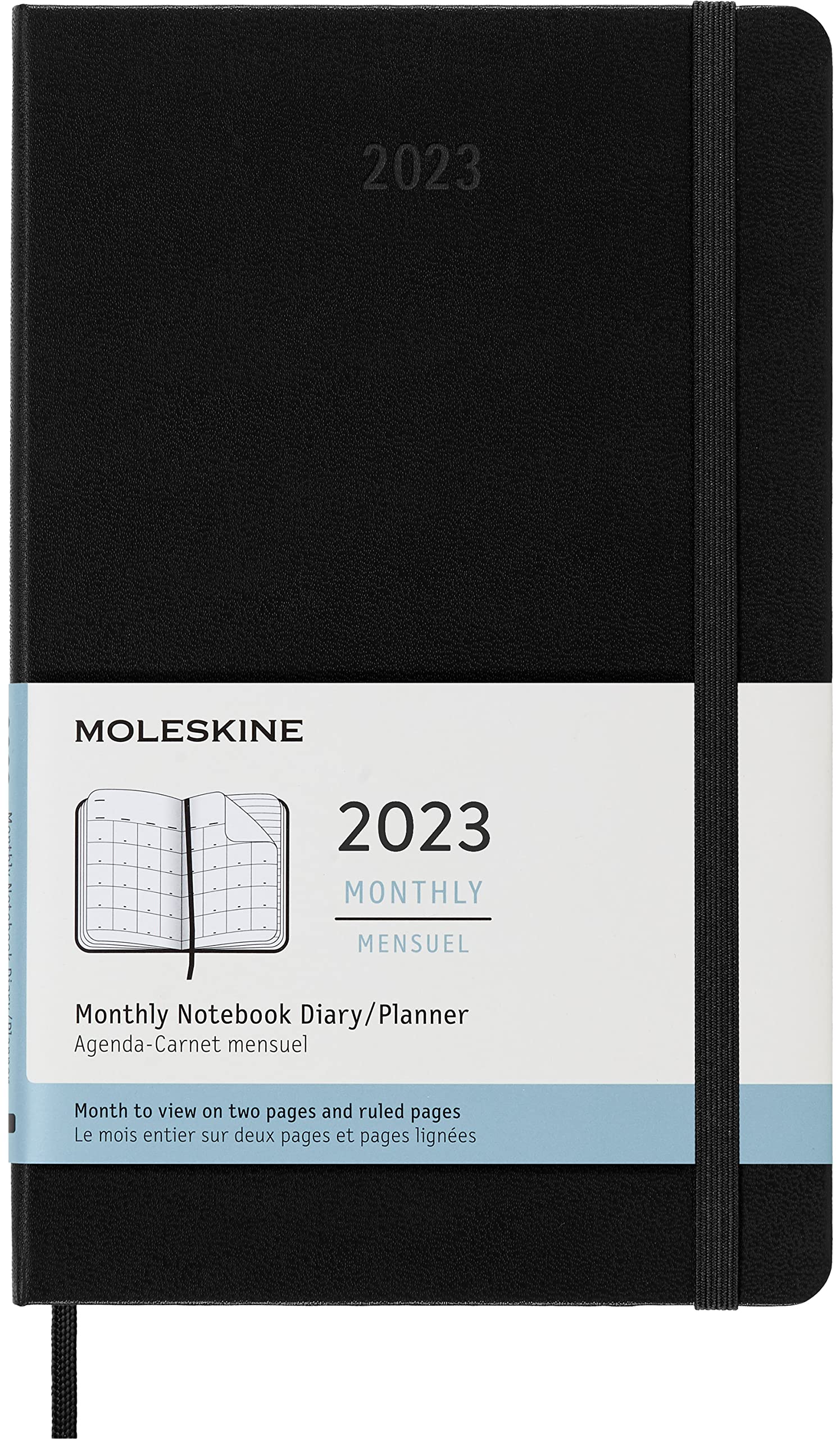 Moleskine Monthly Planner 2023, 12-Month Diary, Monthly Notebook with Hard Cover, XL Size 13 x 21 cm, Colour Black Hard Large Black