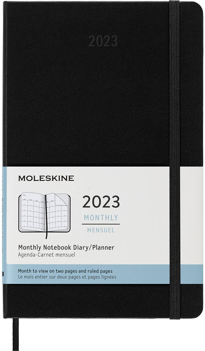 Moleskine Monthly Planner 2023, 12-Month Diary, Monthly Notebook with Hard Cover, XL Size 13 x 21 cm, Colour Black Hard Large Black