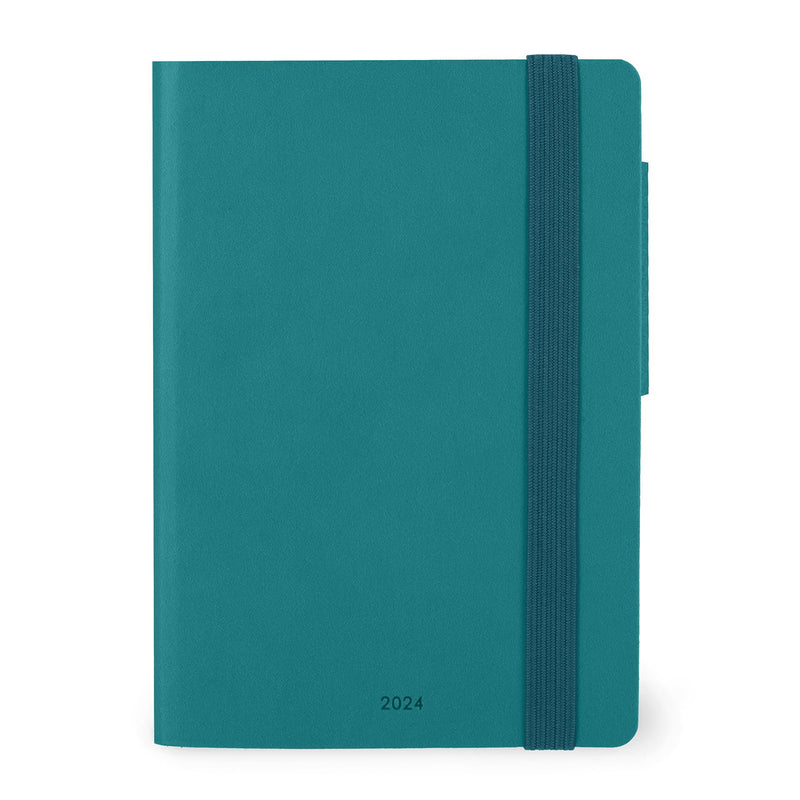 Legami Small Weekly Diary 12 Months, January 2024 to December 2024, Elastic Closure, Monthly Planner January 2025, Final Pocket, Address Book, 9.5 x 13.5 cm, Malachite Green