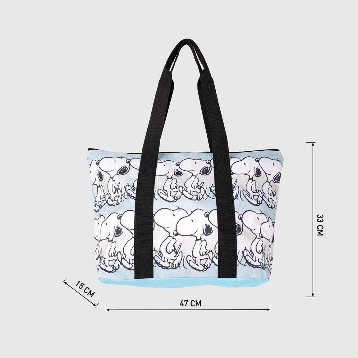 CERDÁ LIFE'S LITTLE MOMENTS Snoopy Beach Bag - Zip Closure - 47 x 33 x 15 cm - Canvas Bag with Long Handles - Design Printed on Canvas - Original Product Designed in Spain