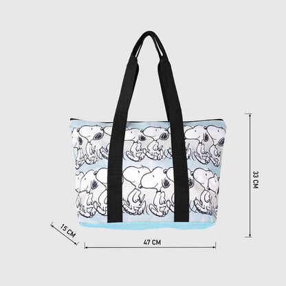 CERDÁ LIFE'S LITTLE MOMENTS Snoopy Beach Bag - Zip Closure - 47 x 33 x 15 cm - Canvas Bag with Long Handles - Design Printed on Canvas - Original Product Designed in Spain