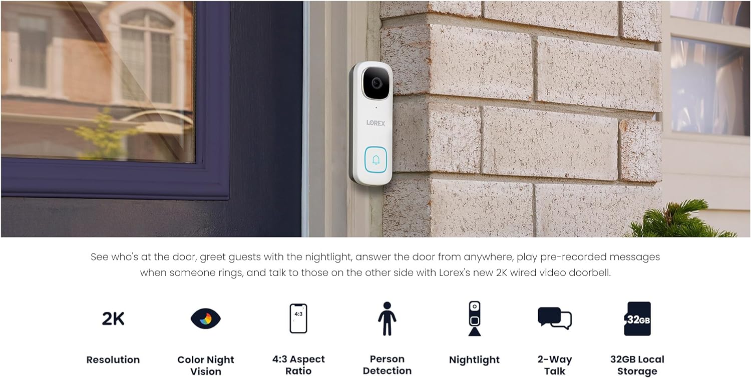 Lorex 2K Doorbell (Wired) (White)