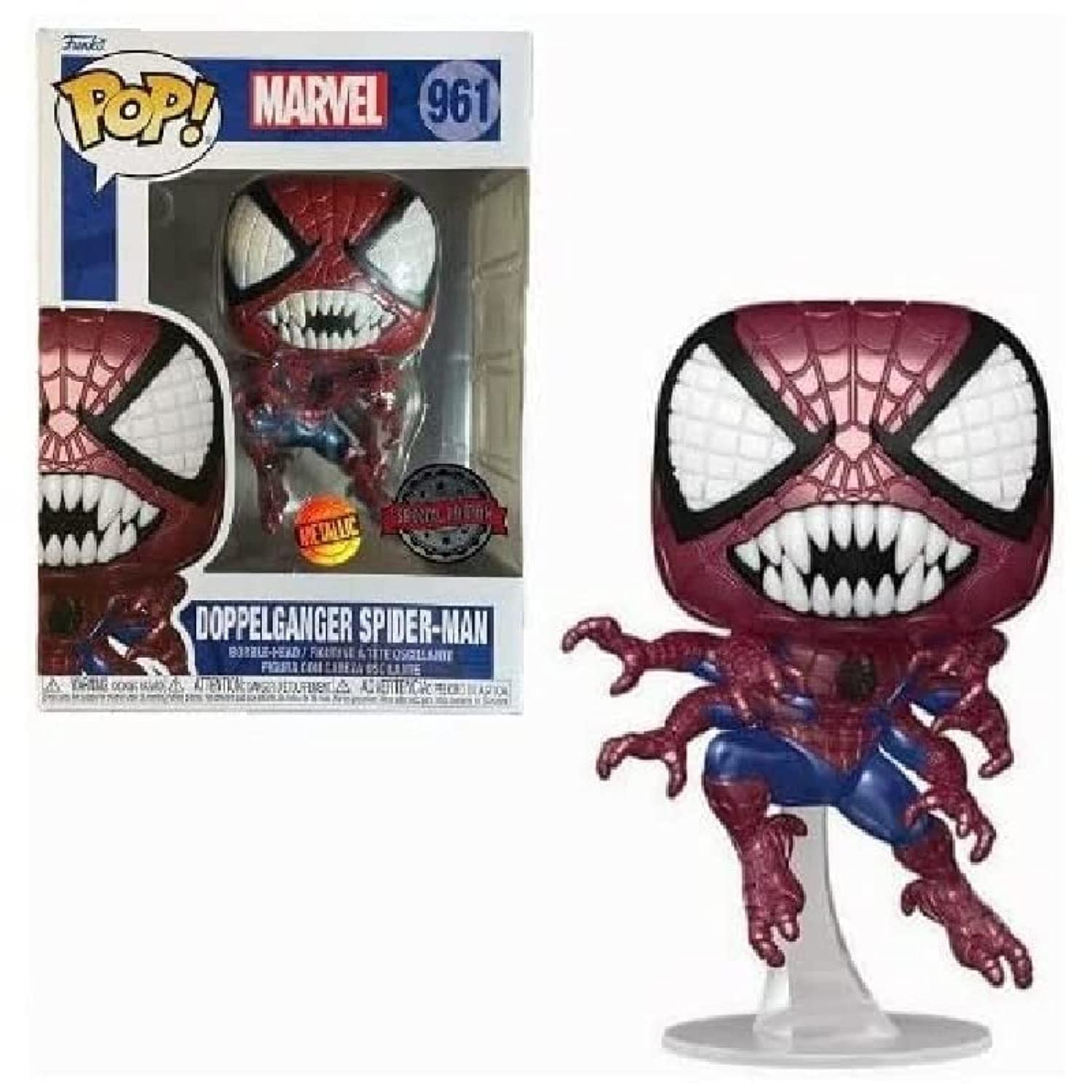 Funko Pop Marvel Spiderman Doppelganger #961 Metallic - Exclusive Special Edition - Figure FUN59175 Multicoloured One Size