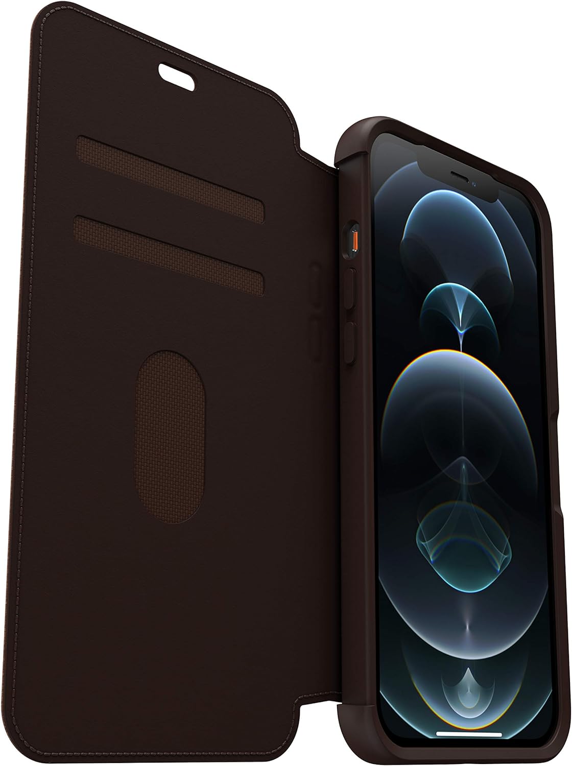 OtterBox Strada Case for iPhone 12 Pro Max, Shockproof, Drop proof, Premium Leather Protective Folio with Two Card Holders, 3x Tested to Military Standard, Brown Brown iPhone 12 Pro Max