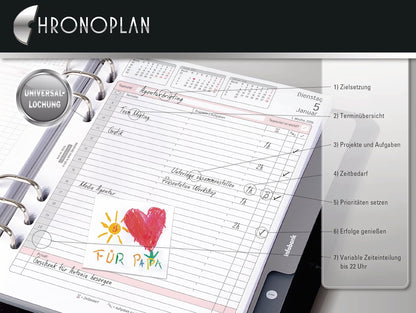 Chronoplan 50234 Calendar Insert 2024 (Weekly Plan A5 (148 x 210 mm) Replacement Calendar for Appointment Planner, Ideal for Detailed Weekly Planning, 1 Week on 2 Pages in Columns, with Universal