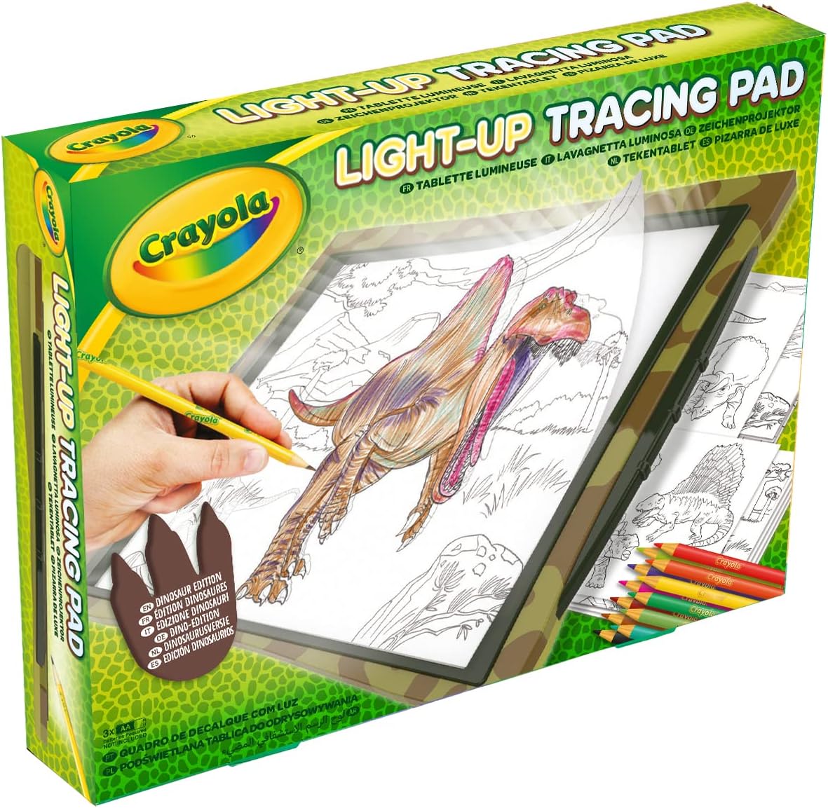 CRAYOLA - Luminous Dinosaur Whiteboard, Light Up Tracing Pad Dinosaurs, for Leisure and Travel, Gift Idea, 74-7497