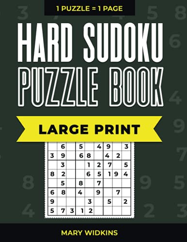 Hard Sudoku Puzzle Book Large Print 1 Puzzle - 1 Page