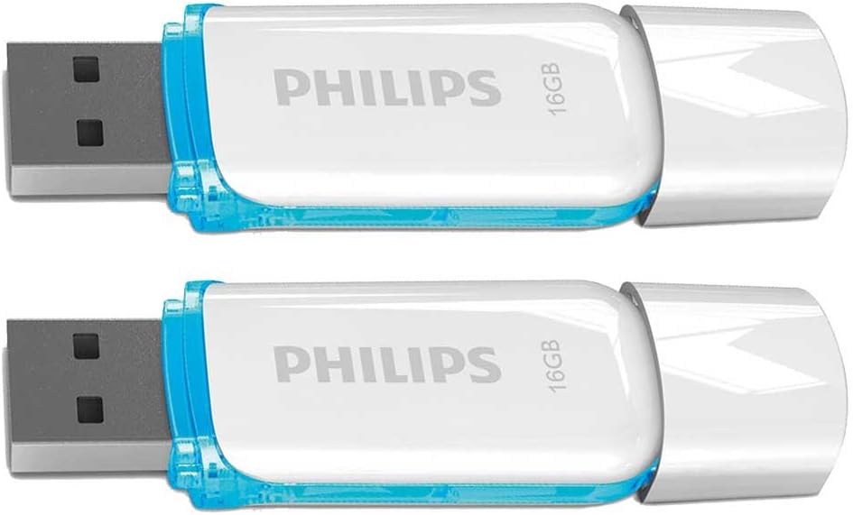 Philips Snow Series USB 2.0 Flash Drive Memory Stick - SUPER VALUE TWIN PACK - 16GB