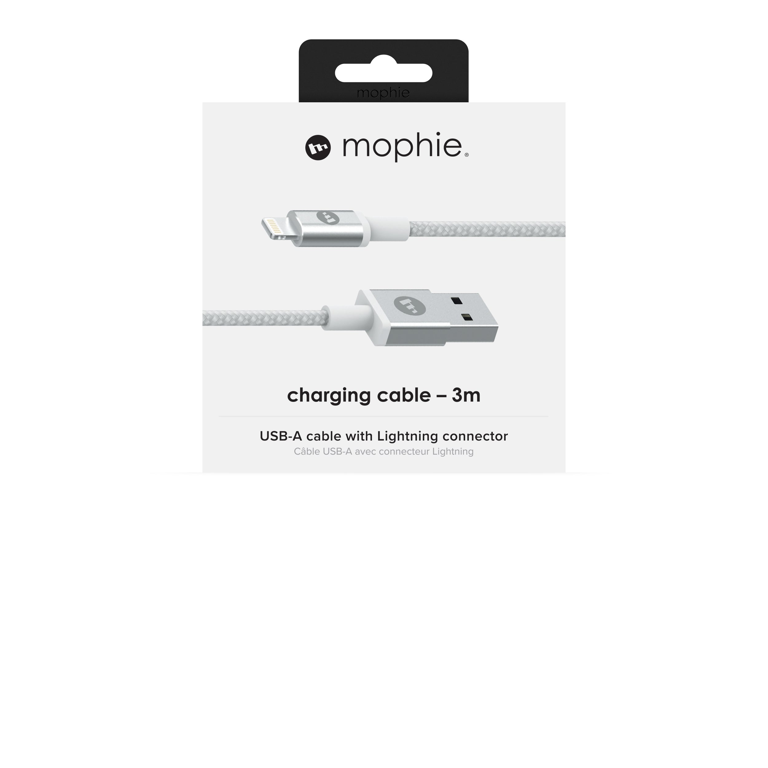 Mophie - Lightning Cable - Lightning Male To Usb Male - 3 M - White - For Apple Ipad/Iphone/Ipod (Lightning)