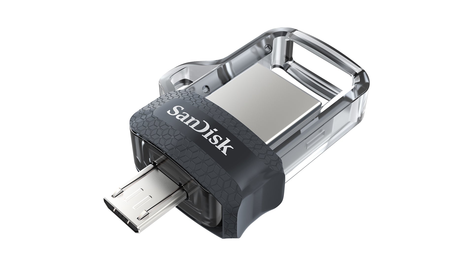 SanDisk Ultra Dual m3.0 USB flash drive 16 GB USB Type-A / Micro-USB 3.2 Gen 1 (3.1 Gen 1) Black, Silver, Transparent