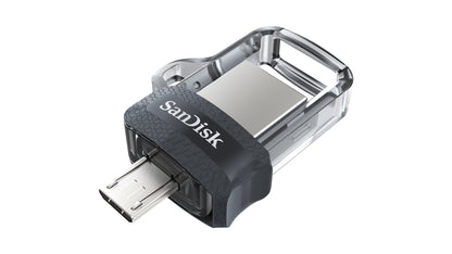 SanDisk Ultra Dual m3.0 USB flash drive 16 GB USB Type-A / Micro-USB 3.2 Gen 1 (3.1 Gen 1) Black, Silver, Transparent