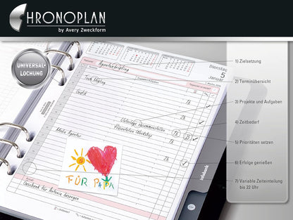 Avery Dennison Zweckform Chronoplan 50543 Week Planner 2013 / 2 Pages for 1 Week / in Columns / Medium-Sized / White (In German) 2023 Midi Weekly plan in columns