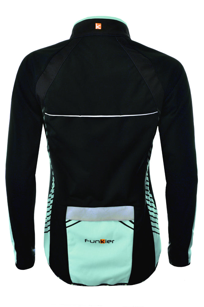 Funkier Tacona WJ-1324 Ladies Softshell Windstopper Jacket in Black/Mint - X-Large