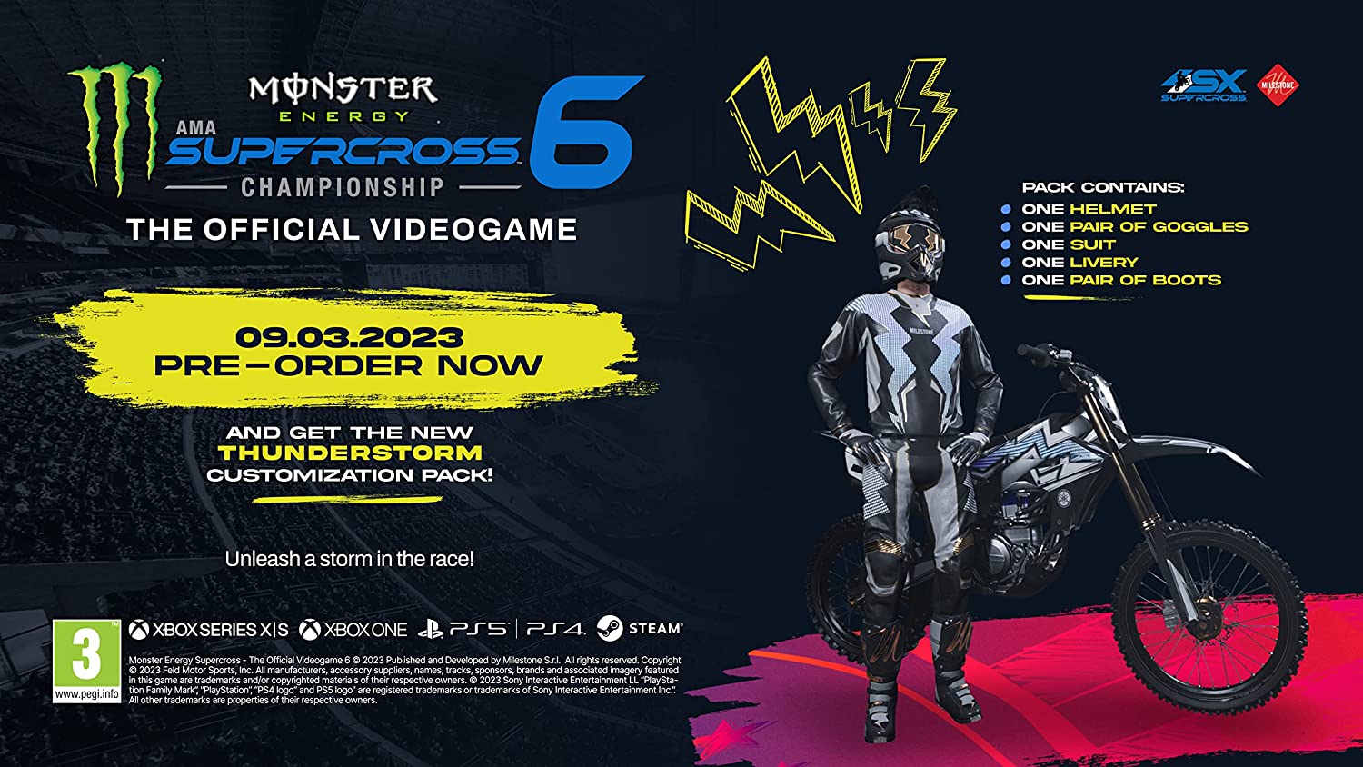Monster Energy Supercross 6 - The Official Videogame PS4 Includes Thunderstorm Customisation Pack (Exclusive to Amazon.co.uk) PlayStation 4