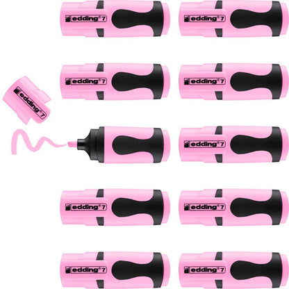 edding 7 mini highlighter - pastel rose - 10 highlighter pens - chisel nib 1-3 mm - small highlighter in trendy colours - for bullet journals, school, college, university or the office 09: 10 Pencils - Pastel Pink