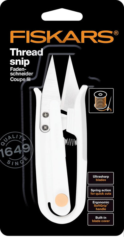 Fiskars Thread Cutting Shears, Stainless Steel, White/Orange, Standard Thread-Cutting Scissors - White
