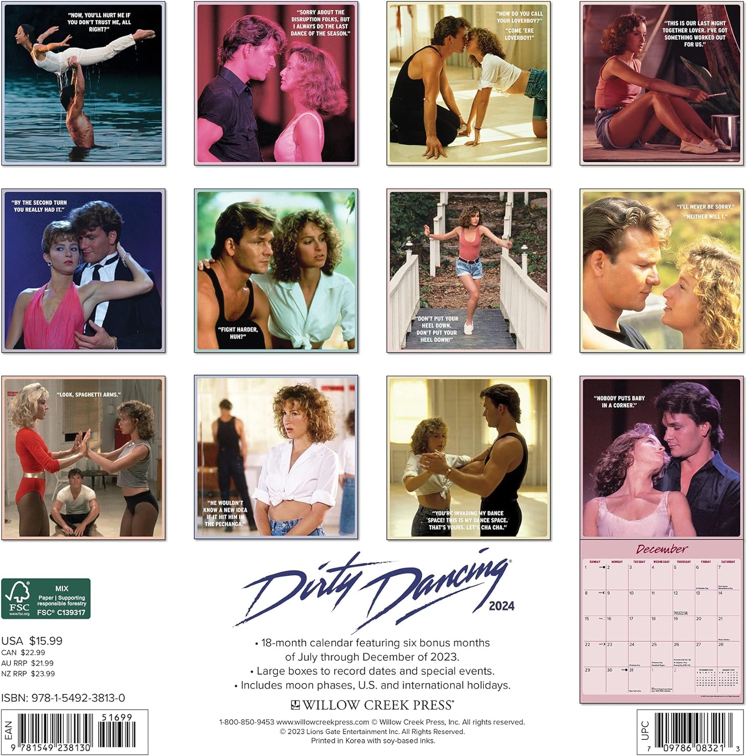 Dirty Dancing 2024 12 X 12 Wall Calendar