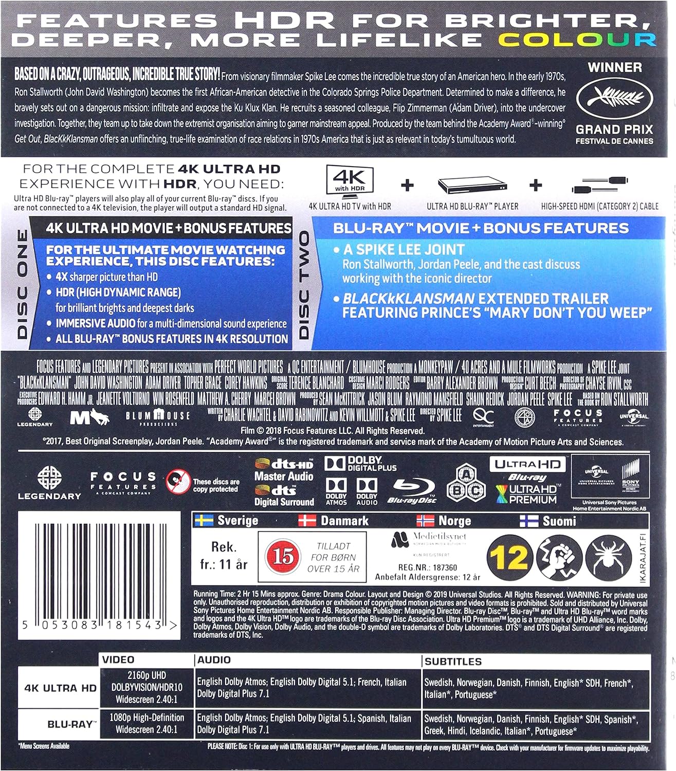 BlacKkKlansman 4K   (IMPORT) (No Dutch version)