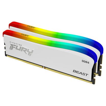 Kingston FURY Beast White RGB Special Edition 32GB 3200MT/s DDR4 CL16 DIMM Desktop Memory (Kit of 2) - KF432C16BWAK2/32 32GB(2x16GB) Kit of 2 3200 MT/s
