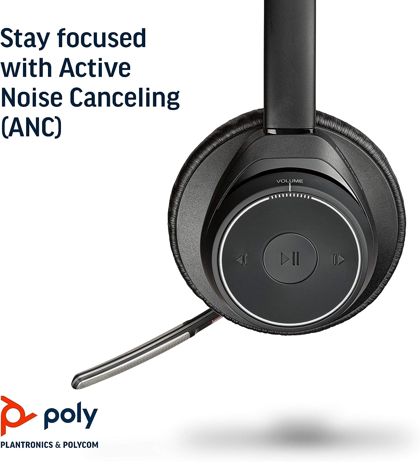 POLY Voyager Focus UC Headset Wireless Head-band Office/Call center Bluetooth Black