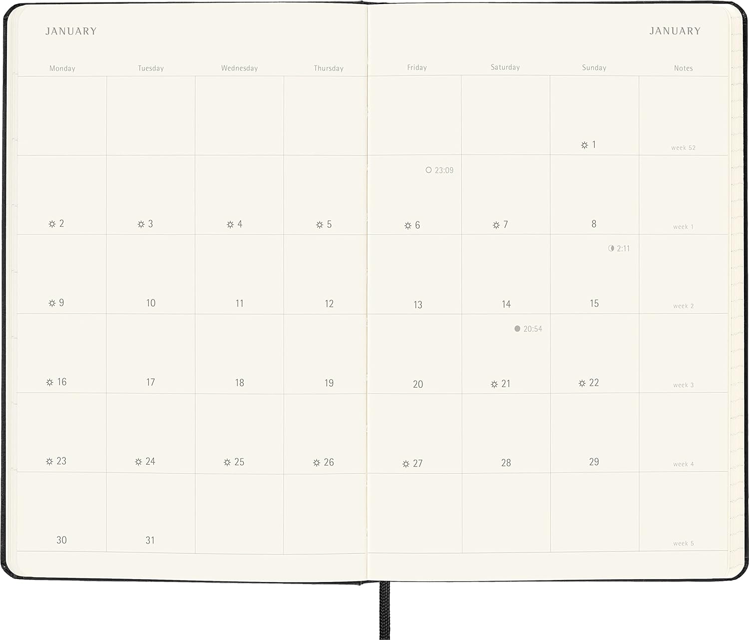 Moleskine Monthly Planner 2023, 12-Month Diary, Monthly Notebook with Hard Cover, XL Size 13 x 21 cm, Colour Black Hard Large Black