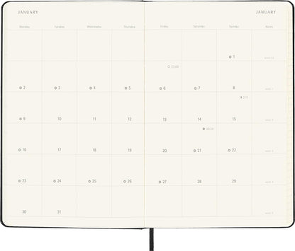 Moleskine Monthly Planner 2023, 12-Month Diary, Monthly Notebook with Hard Cover, XL Size 13 x 21 cm, Colour Black Hard Large Black