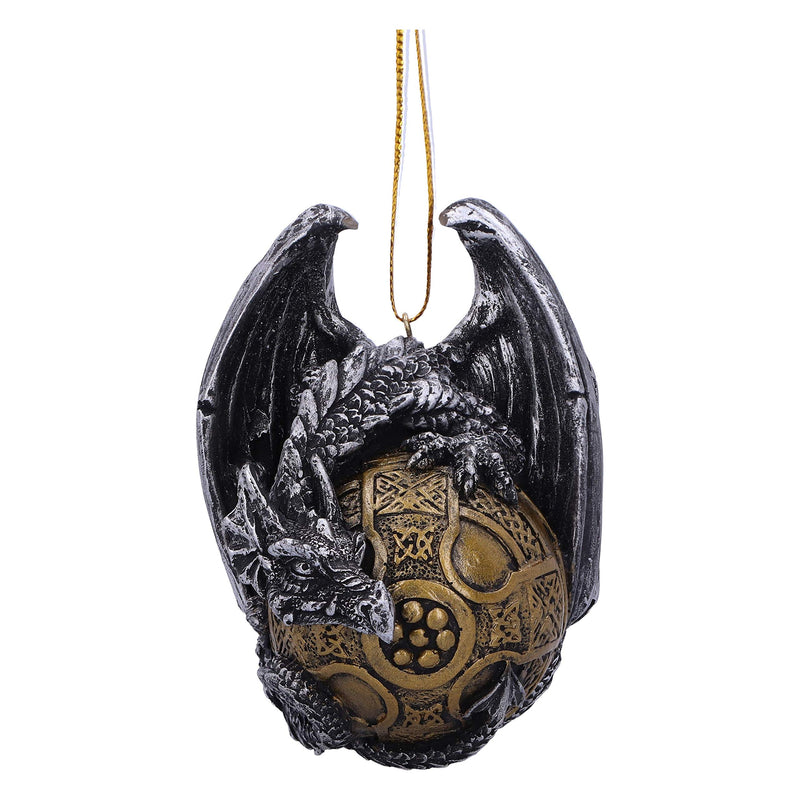 Nemesis Now Elden Dragon Festive Hanging Ornament 8cm, Resin, Gold, Gothic Christmas Decoration, Suspended By A Golden Thread, Cast in the Finest Resin, Lovingly Hand-Painted