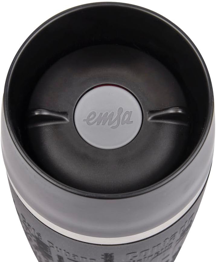Emsa Vacuum Travel Mug 12.2 fl .oz. in black, Stainless Steel, 1 Count (Pack of 1) Previous model Sleeve Black