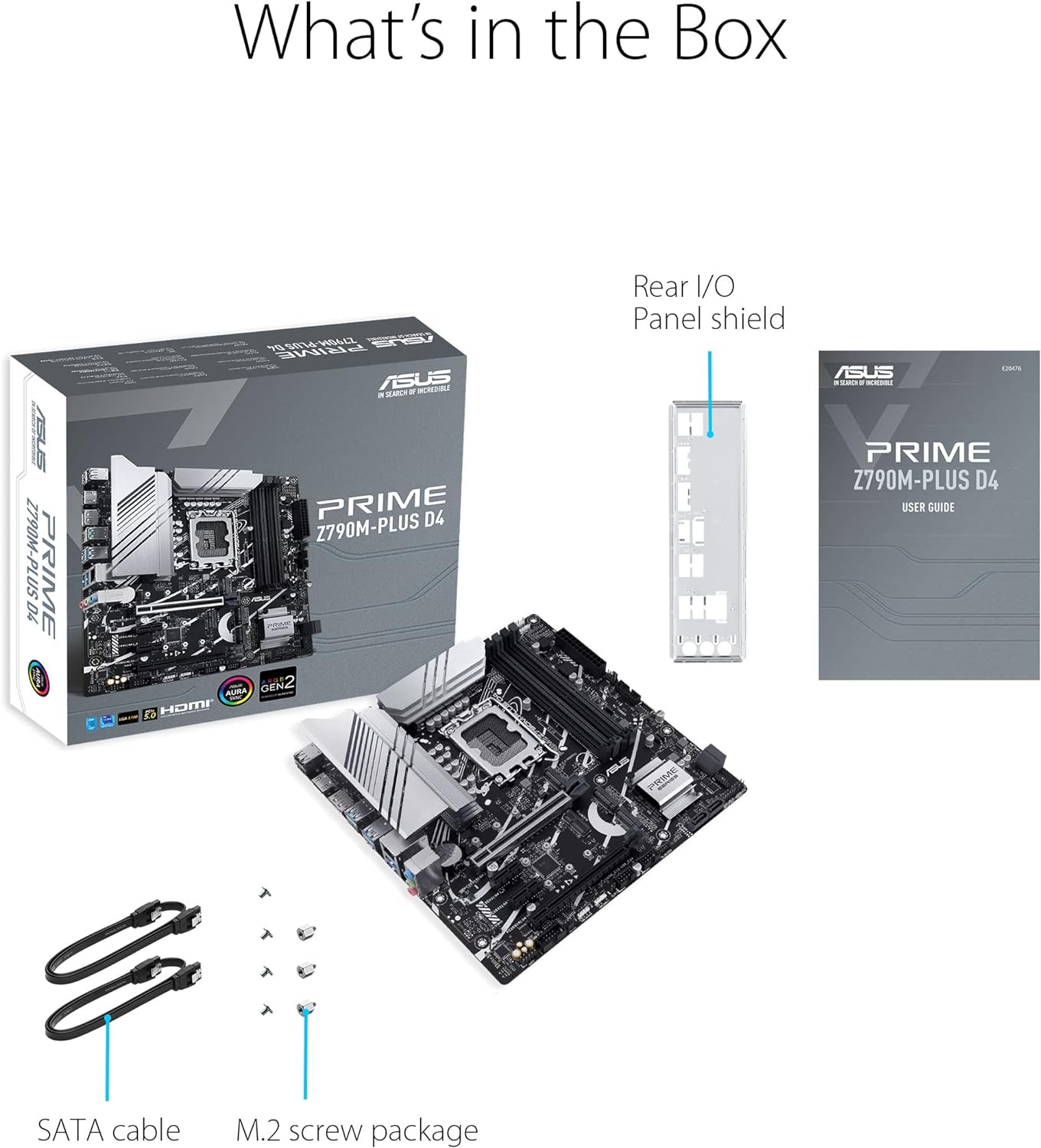 ASUS Prime Z790M-PLUS D4, an Intel Z790 LGA 1700 mATX motherboard with PCIe 5.0, three M.2 slots, 10+1 DrMOS, DDR4, Intel 1 Gb LAN, HDMI, DP, USB 3.2 Gen 2x2 Type-C, front USB 3.2 Gen 1 Type-C Z790 PRIME Z790-P WIFI D4