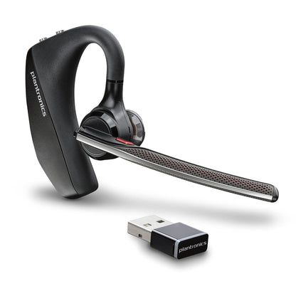 Plantronics - Voyager 5200 UC (Poly) - Bluetooth Single-Ear (Monaural) Headset - USB-A Compatible to connect to your PC and/or Mac - Works with Teams, Zoom & more - Noise Canceling USB-A Teams Certified: NO PC, Mobile