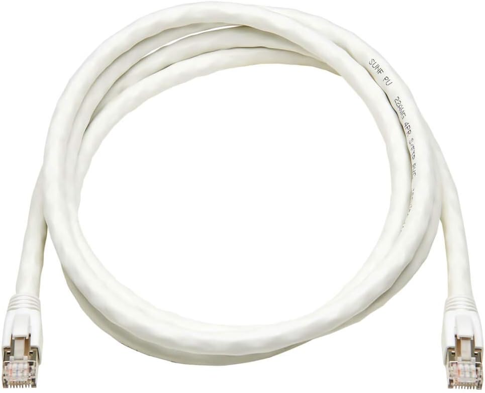 Eaton Cat8 Snagless Ethernet Cable, 25G/40G Certified Network Patch Cable, 22 AWG S/FTP, PoE, White, 6 Feet / 1.8 Meters (N272-006-WH) 6 ft
