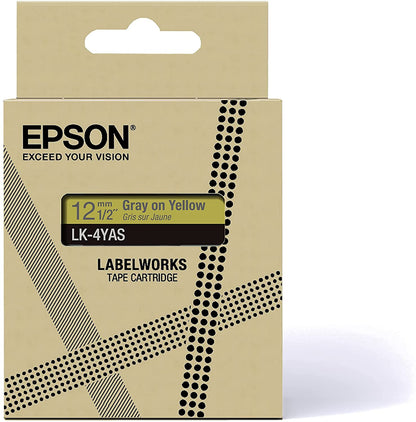 Epson - Epson LK-4YAS Gray on Soft Yellow Tape Cartridge 12mm - C53S672104