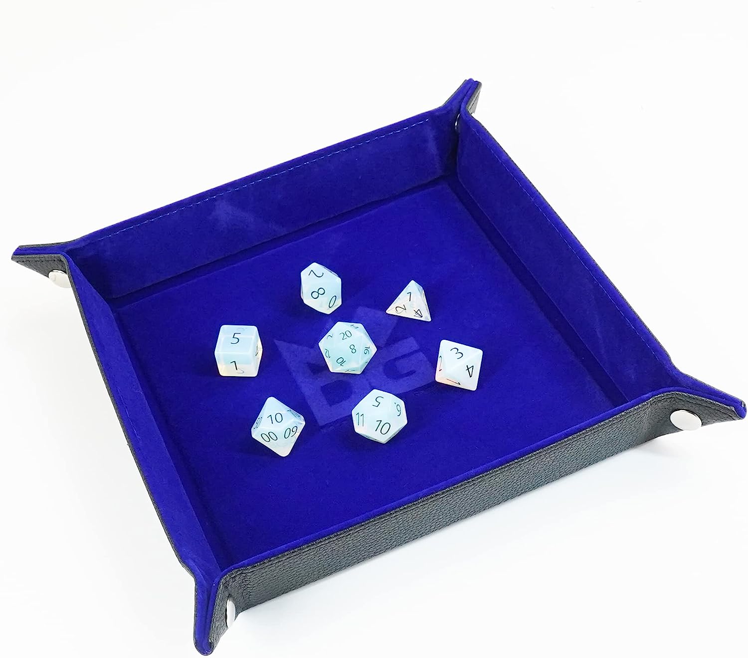 Fold Up Velvet Dice Tray: Blue