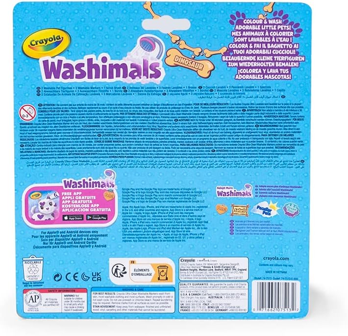 CRAYOLA - Washimals Dino, Dinosaur Refill Set, Game and Gift for Children, from 3 Years, 74-7513 dinosaurs