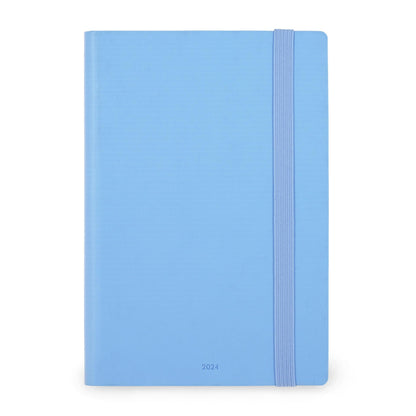 Legami - Medium Weekly Diary with Notebook, 12 Months, January 2024 December 2024, Week Detail on Left Page, Writing Space on Right Page, 12 x 18 cm, Crystal Blue
