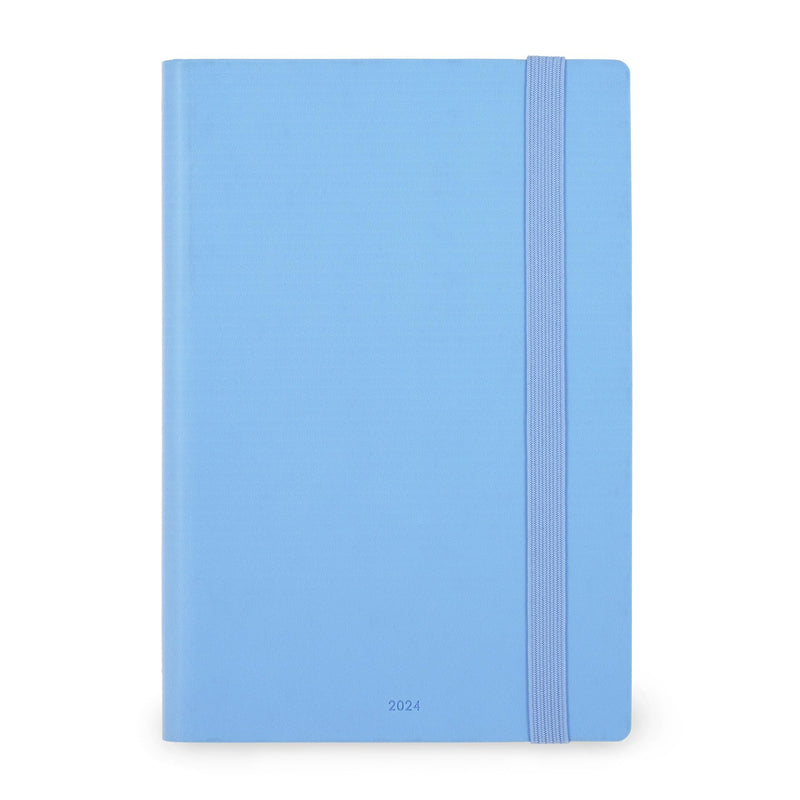 Legami - Medium Weekly Diary with Notebook, 12 Months, January 2024 December 2024, Week Detail on Left Page, Writing Space on Right Page, 12 x 18 cm, Crystal Blue