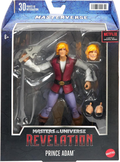 Masters of the Universe: Masterverse Action Figure Prince Adam, MOTURevelations Collectible with 30 Articulations, Sword, Swap Parts