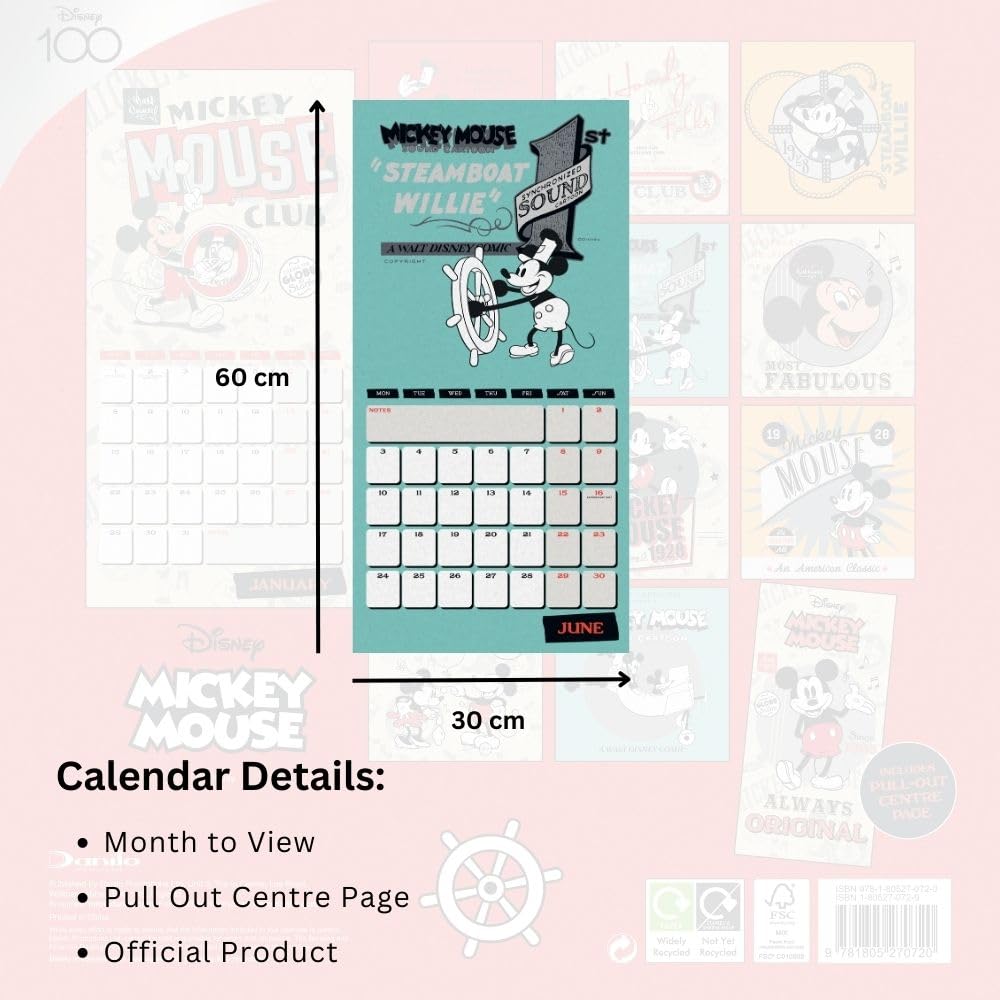 Mickey Mouse Classic 2024 Square Wall Calendar