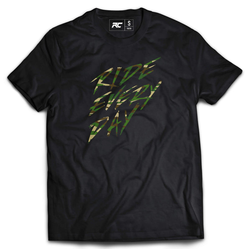 Ride Every Day Youth T-Shirt Black/Camo XL