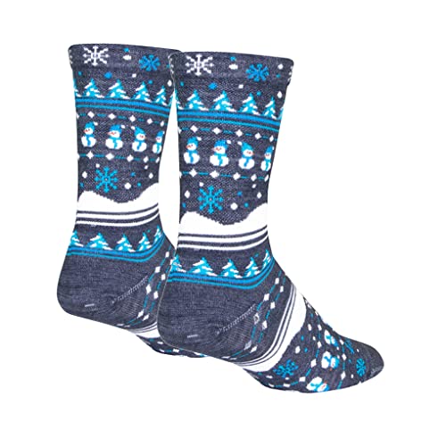 SockGuy Xmas Winter Sweater Blue Wool Socks L/XL