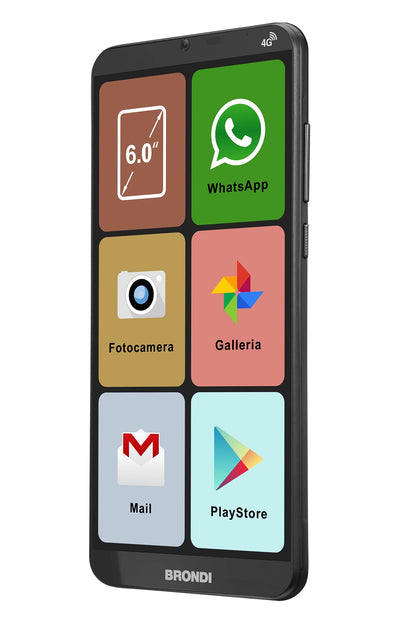 Brondi Amico Smartphone XL 15,2 cm (6") Double SIM Android 11 4G USB Type-C 2 Go 16 Go 2500 mAh Noir