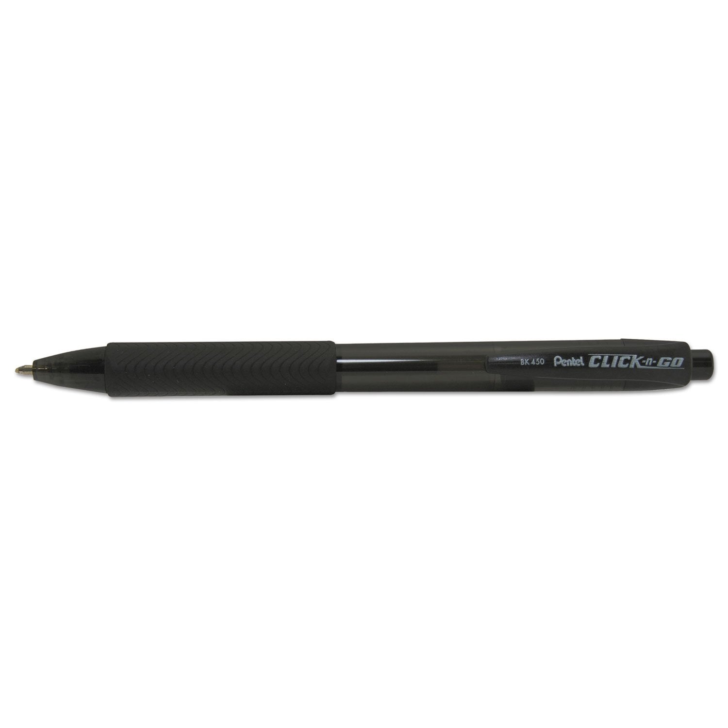 Pentel - Pentel Kachiri Retractable Ballpont Pen 1.0mm Tip 0.5mm Line Black (Pack 12) - BK450A-A