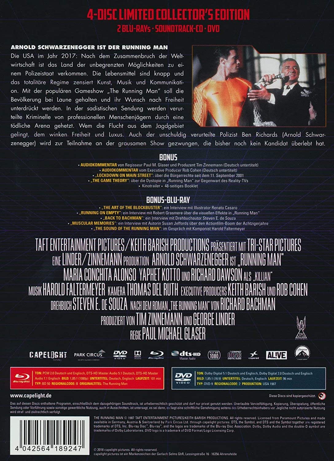 Running Man - 4-Disc Limited Collector s Edition im Mediabook (Blu-ray + DVD + Soundtrack-CD + Bonus-Blu-Ray) [Blu-ray]