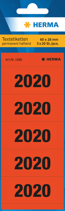 Herma Year Numbers Sticker 2020 (red) 60 x 26 mm 2020