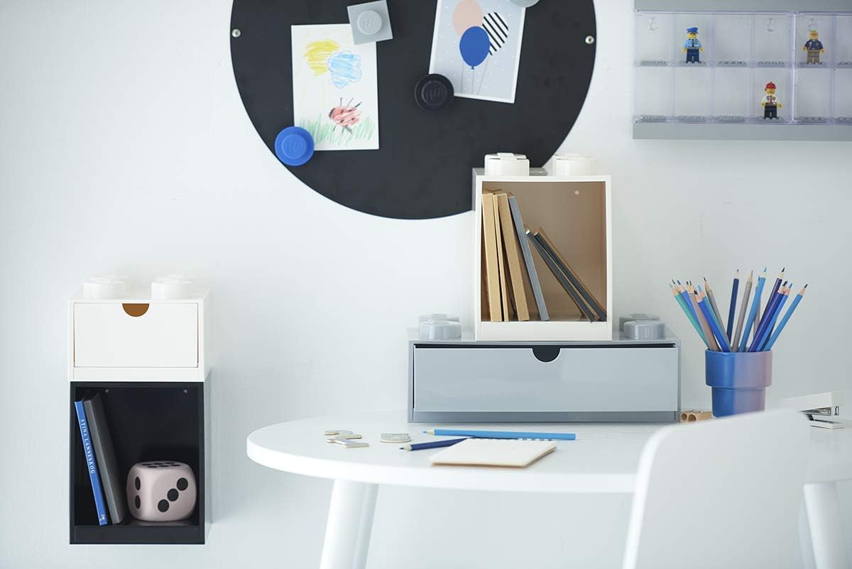 Room Copenhagen, Lego Desk Drawer - Stackable Tabletop Storage - 12.4” x 6.2” x 4.5” - Brick 8, Black (40211733-Parent) Black Brick 8