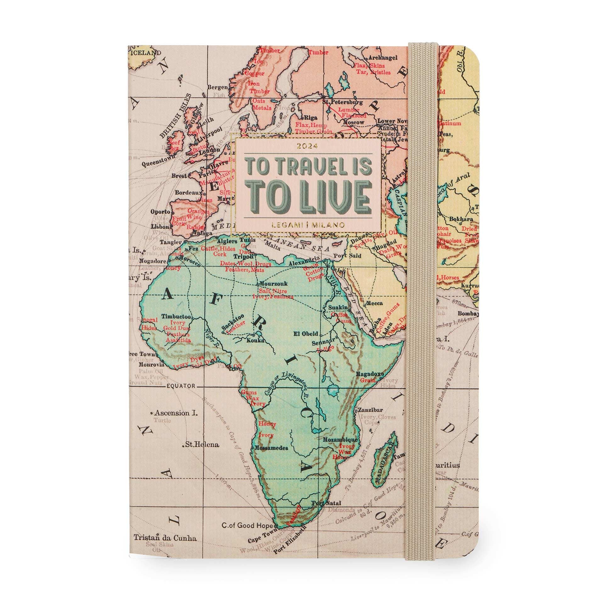 Legami - Medium Photo Weekly Diary with Notebook, 12 Months, January 2024 December 2024, Week Detail on Left Page, Writing Space on Right Page, 12x18 cm, Travel Theme