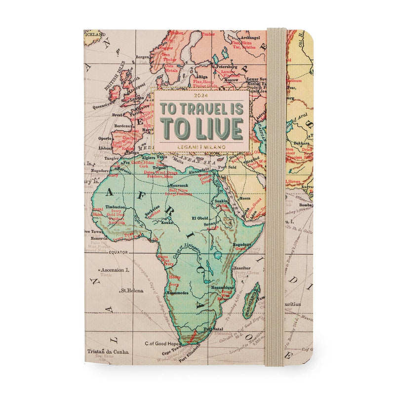 Legami - Medium Photo Weekly Diary with Notebook, 12 Months, January 2024 December 2024, Week Detail on Left Page, Writing Space on Right Page, 12x18 cm, Travel Theme